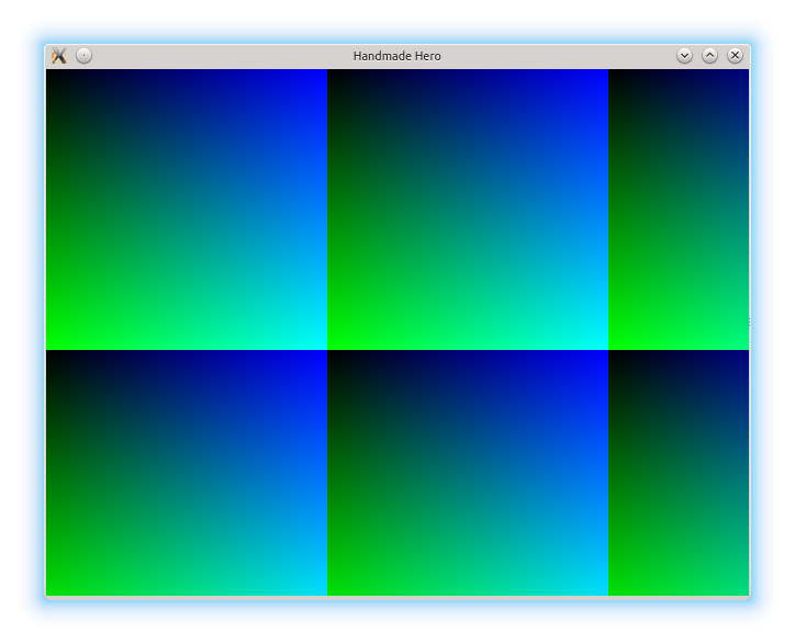 Our window, rendering the gradient from Casey's for loops.