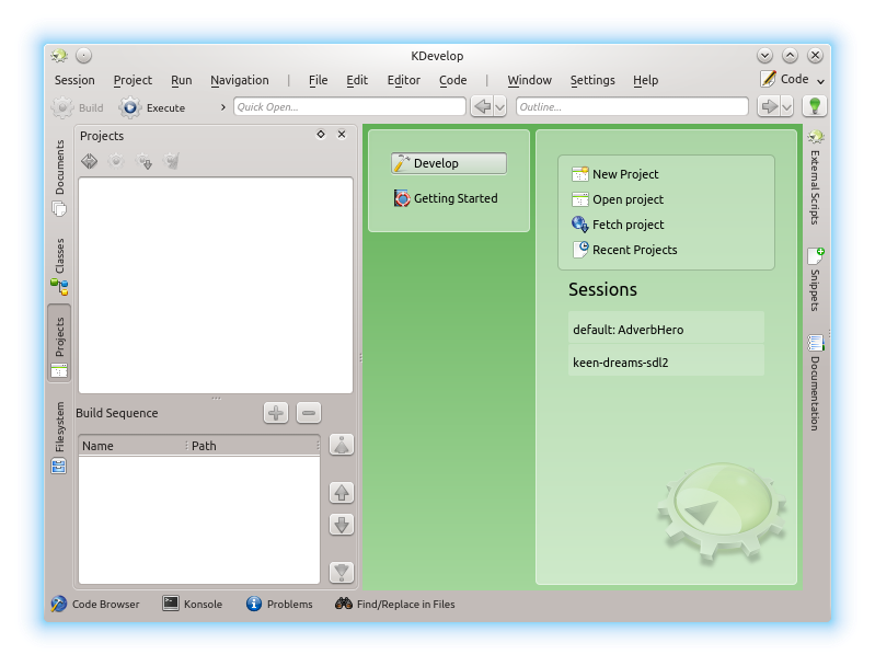 KDevelop Title Screen